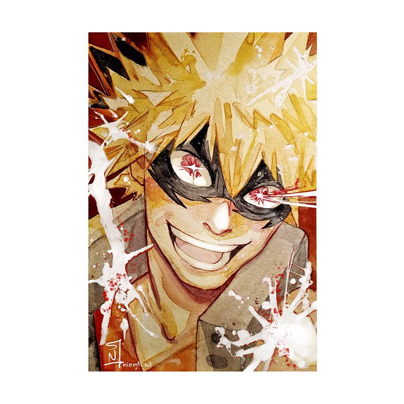BNHA: Katsuki Bakugo | Wydruk A5 na papierze akwarelowym